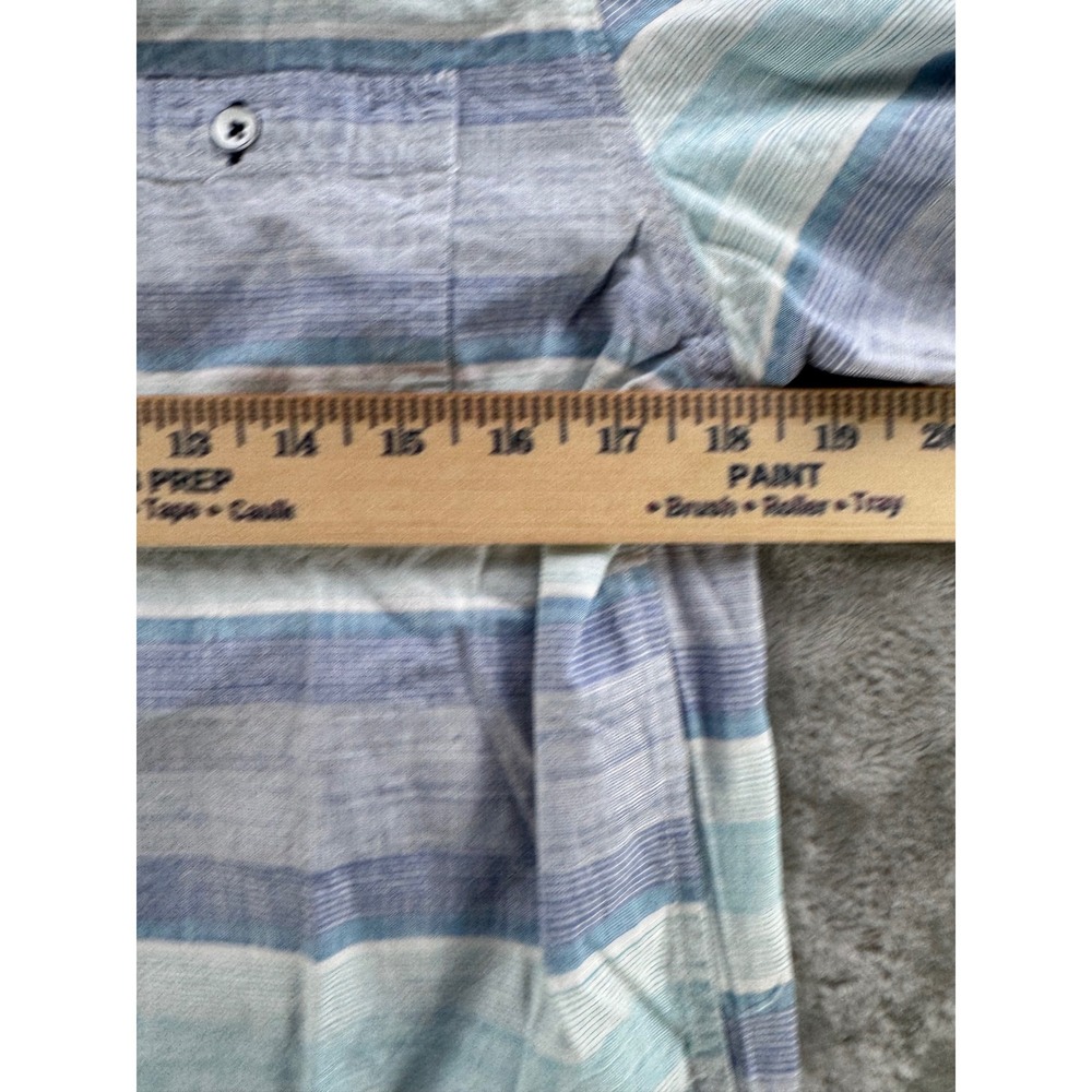 Flag & Anthem Shirt Mens S Blue Stripe Button Up Casual Preppy Summer Beach Top - Picture 5 of 10